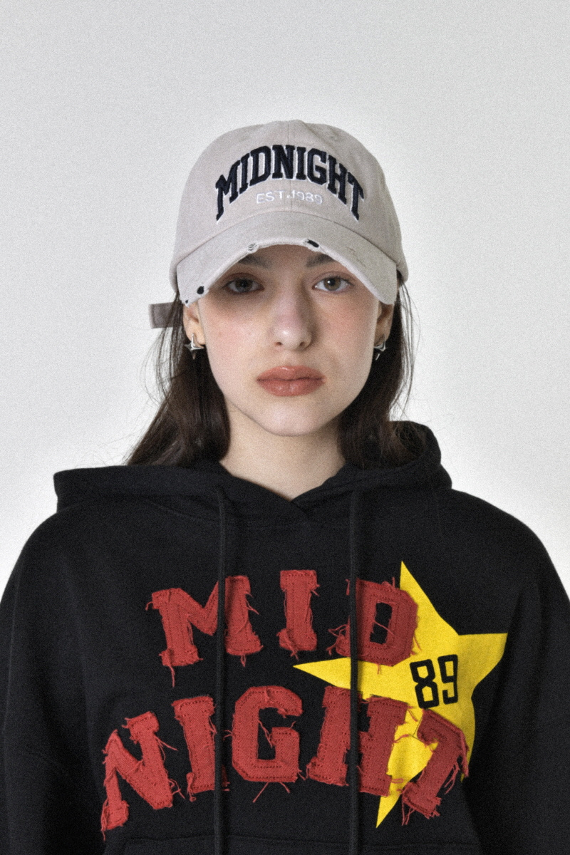 MIDNIGHT MOVE damage cap ロゴボールキャップ MUSINSA公式 | MIDNIGHT MOVE damage cap (beige)