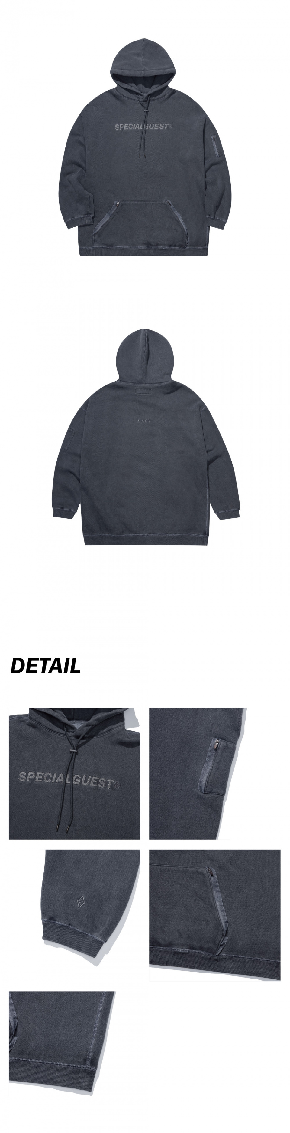 스페셜게스트(SPECIAL GUEST) EASY PIGMENT HOODIE (Ebony