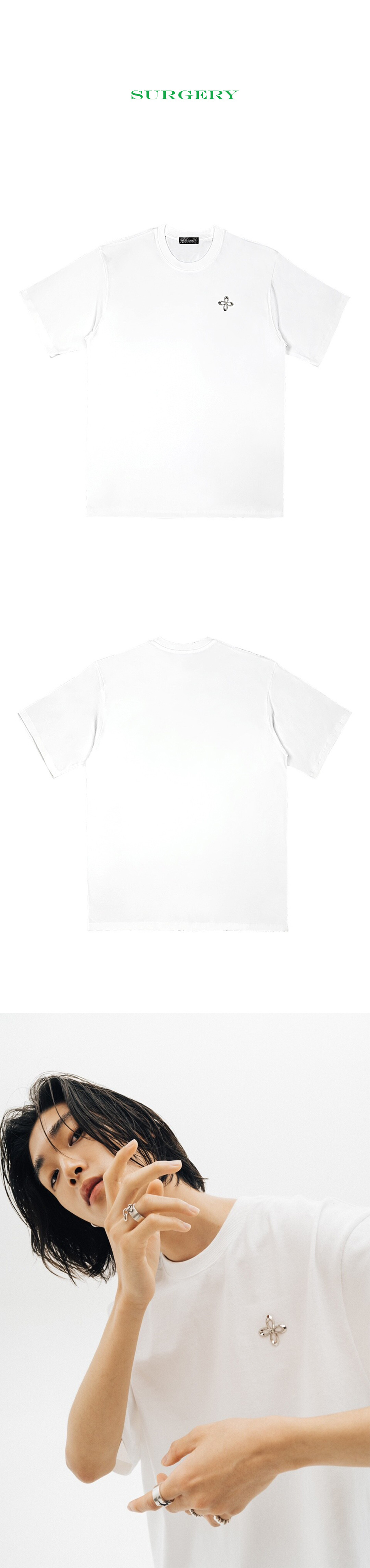 MUSINSA公式 | SURGERY surgery metal clover logo T-shirts white