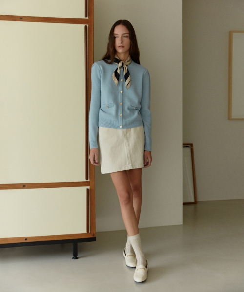 denim mini skirt - ecru
