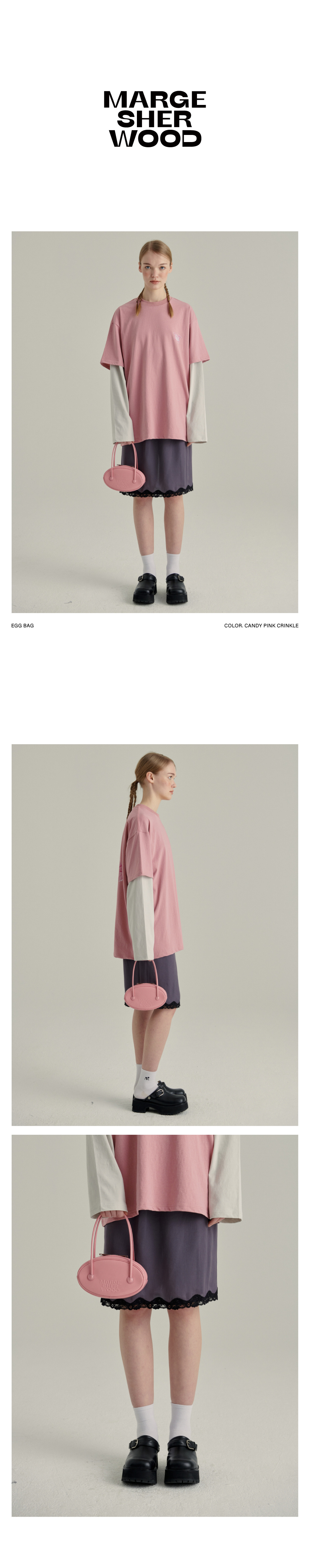 MUSINSA | MARGESHERWOOD EGG BAG (LEATHER)_candy pink crinkle