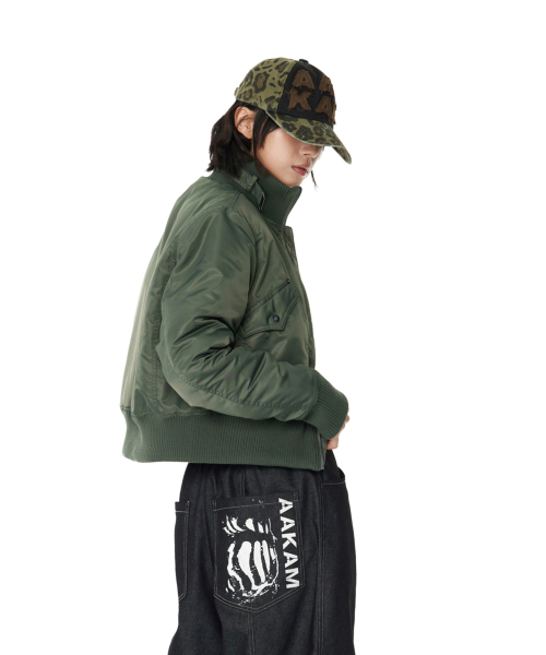 Knee Pin-tuck Printed Denim Pants (Black)