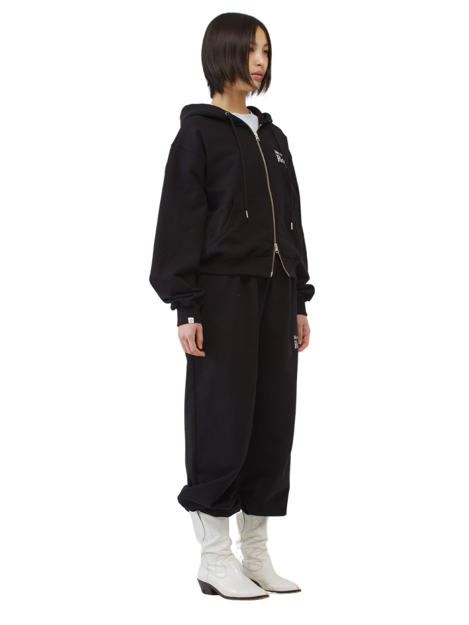 조거쉬(JOEGUSH) Smile Rockstar Hoodie Zip-Up (Black/White