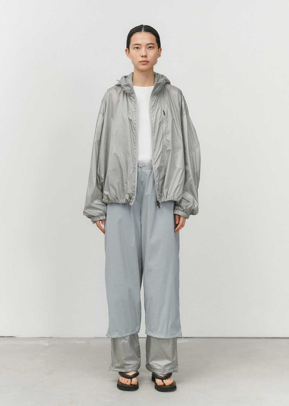 MUSINSA | AMOMENTO DRAWSTRING LAYERED PANTS_GREY MINT
