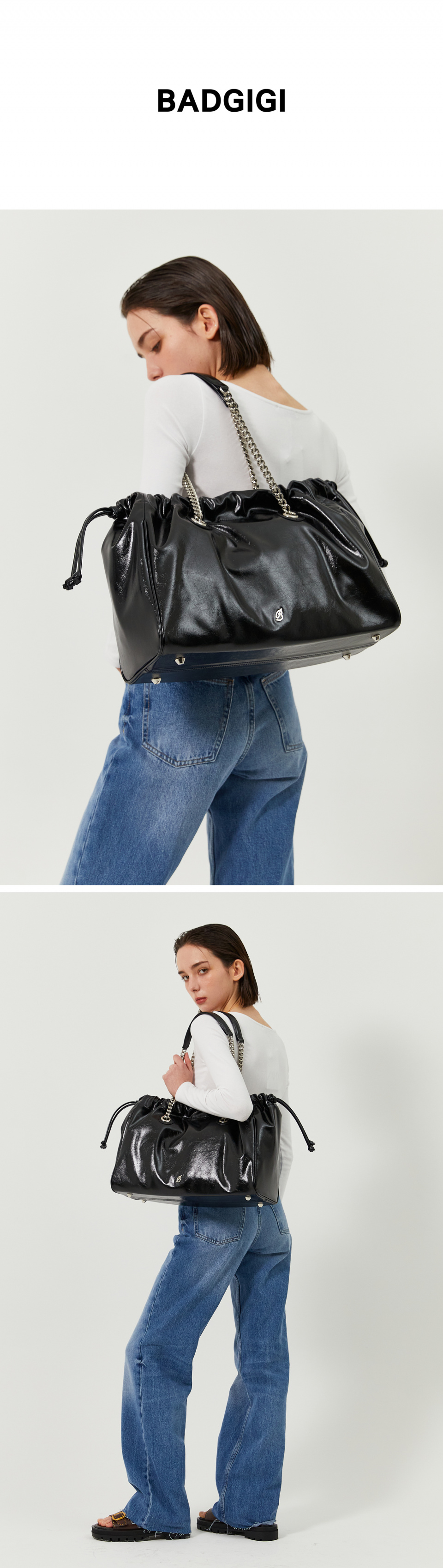 [BADGIGI] CH. SQUARE TRAWSTRING BAG ☆送料込☆ MUSINSA | BADGIGI Chain Square Trowstring Bag Black