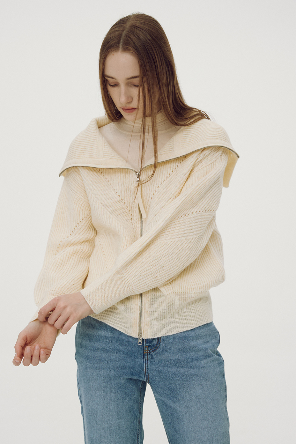 굿덴(GOODDEN) [GDCD01] Cardigan Ivory (Zip-up) - 사이즈 & 후기 | 무신사
