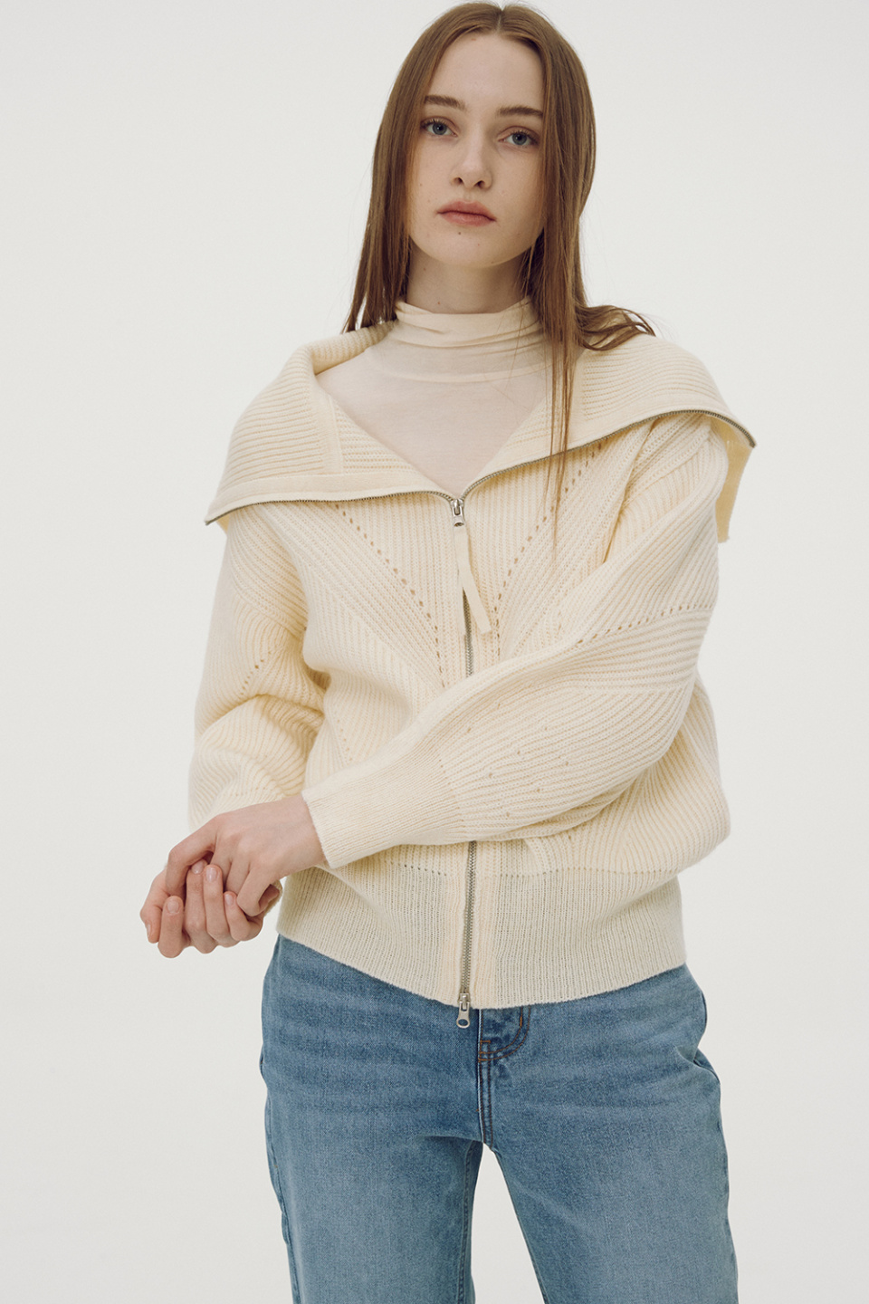 굿덴(GOODDEN) [GDCD01] Cardigan Ivory (Zip-up) - 사이즈 & 후기 | 무신사