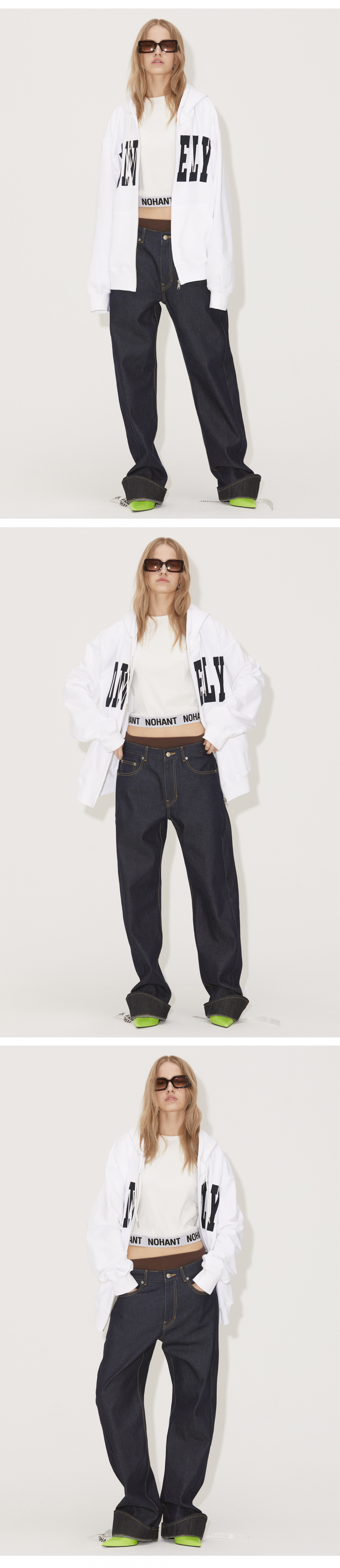 LONELY/LOVELY ZIP-UP HOODIE WHITE 상세 이미지 2