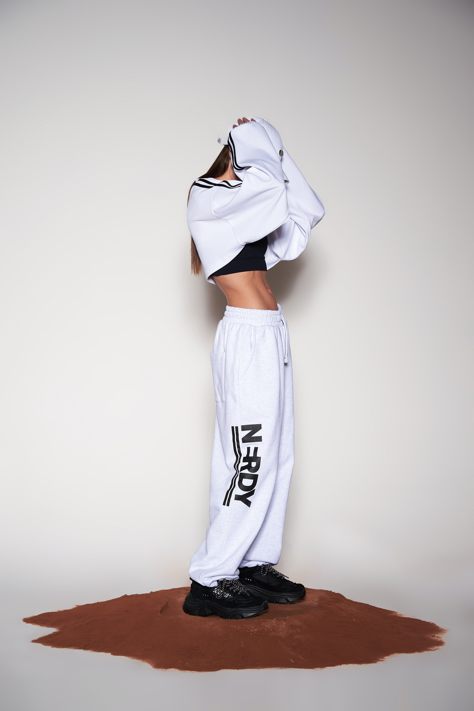 ☆NERDY☆ Essential Sweatpants Melange White White Casual Jogger – Unisex Fleece Relaxed Fit Pants – ETERNCE