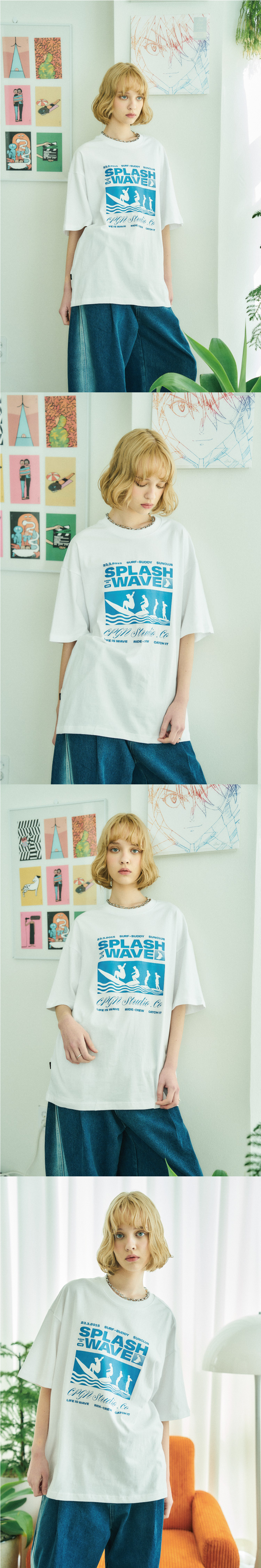 MUSINSA | CPGN STUDIO SPLASH WAVE Short Sleeve T-Shirt White