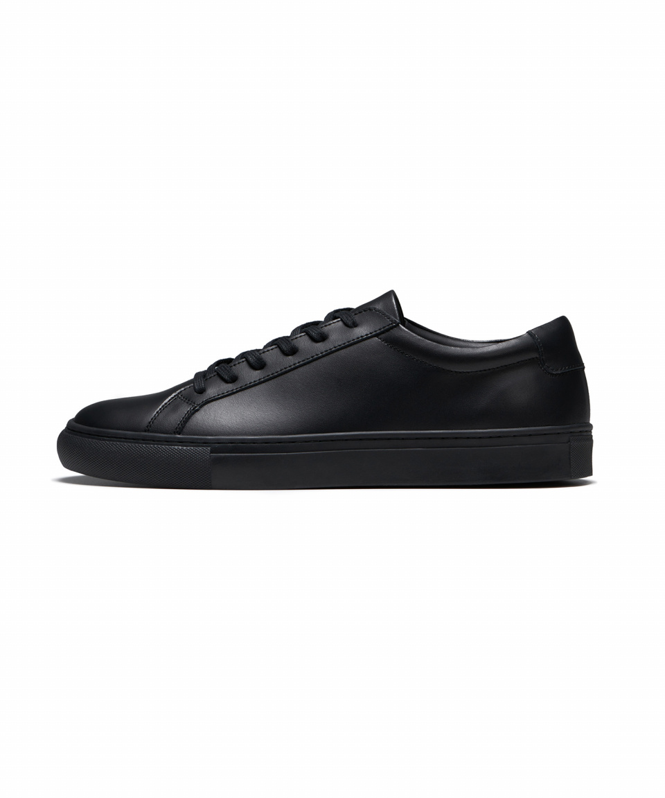 MUSINSA | MUSINSA STANDARD Leather Court Sneakers Mark 2_Black