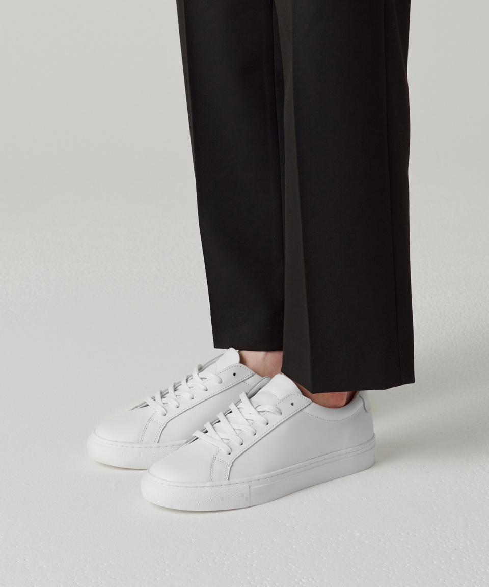 MUSINSA | MUSINSA STANDARD Leather Court Sneakers Mark 2_White