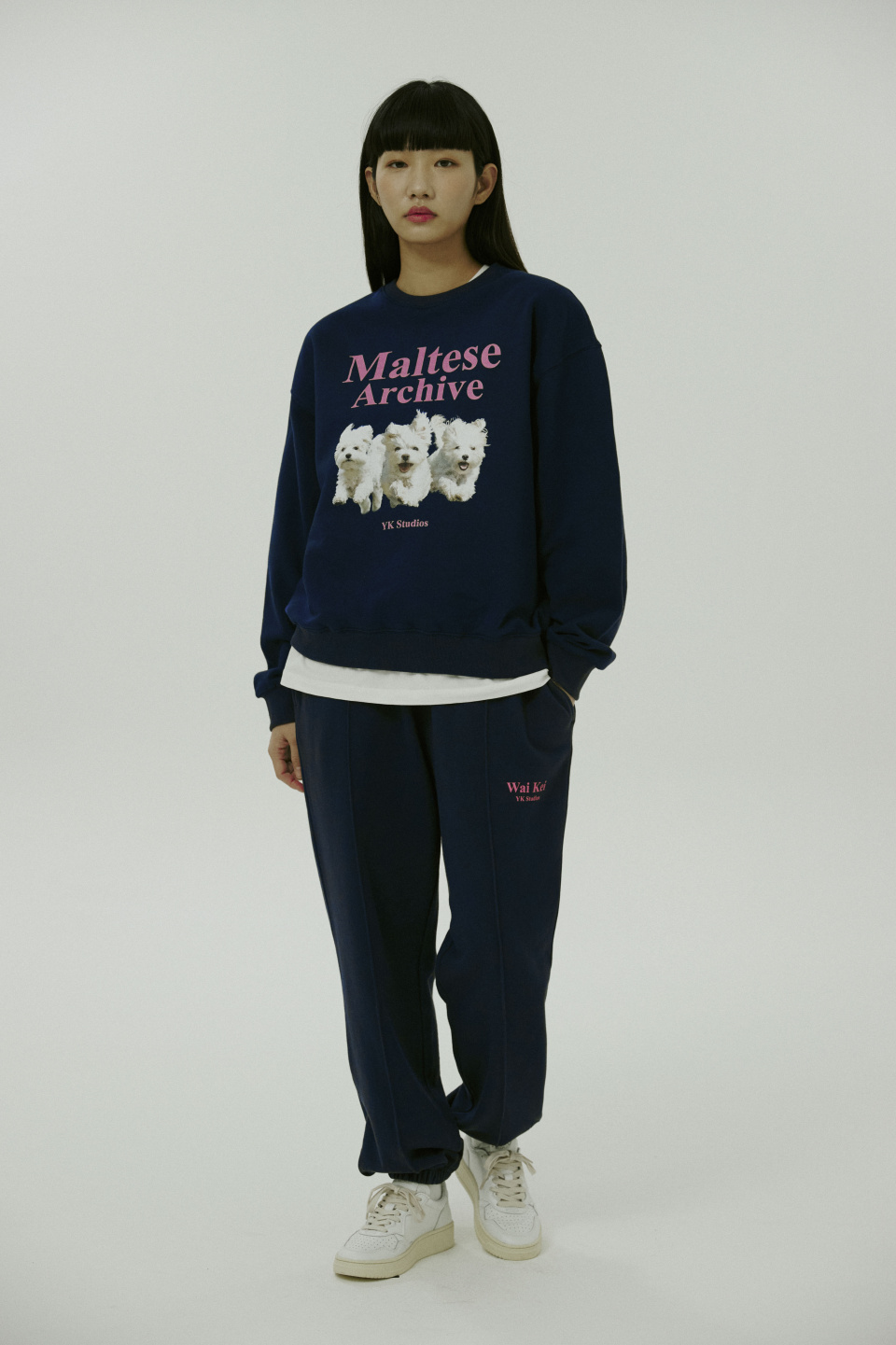 ★ Wai Kei★ Maltese Crew Man to Man Navy YK22FTS07-3 ☆Wai Kei☆ Maltese Crew Man to Man Navy YK22FTS07-3