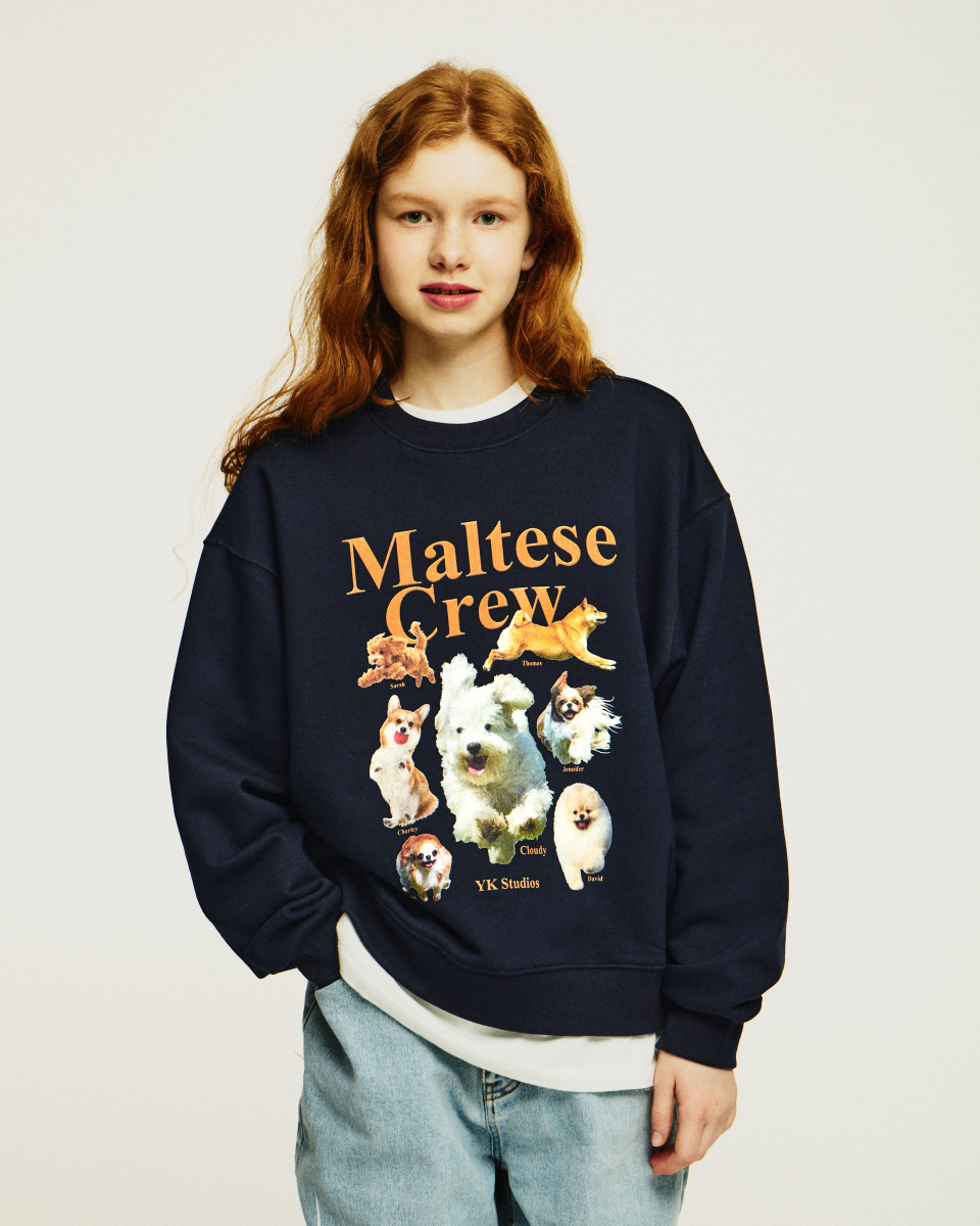 MUSINSA | WAI KEI Maltese Crew Sweatshirt Navy