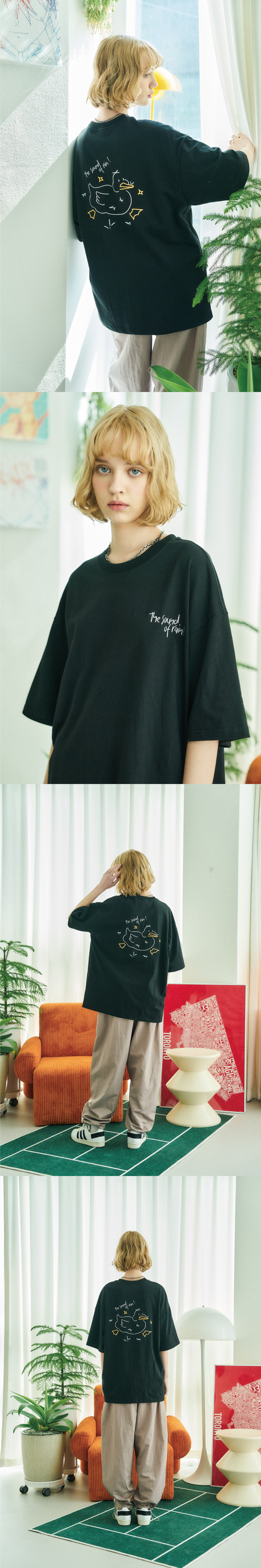 EMBROIDERY SHORT SLEEVE TEE - 2 COLORS BLACK