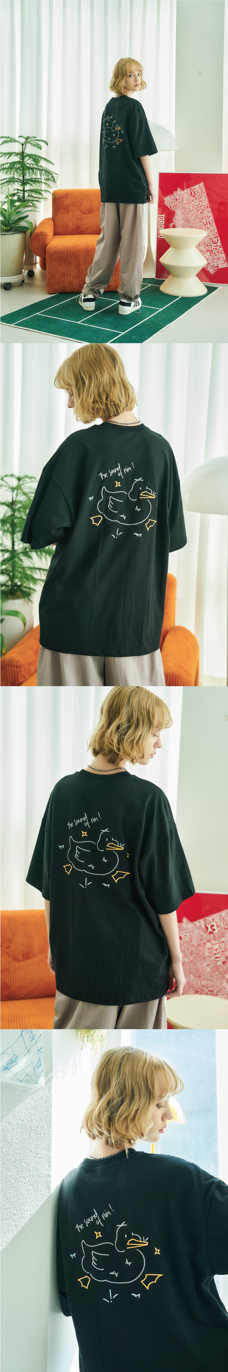 EMBROIDERY SHORT SLEEVE TEE - 2 COLORS BLACK
