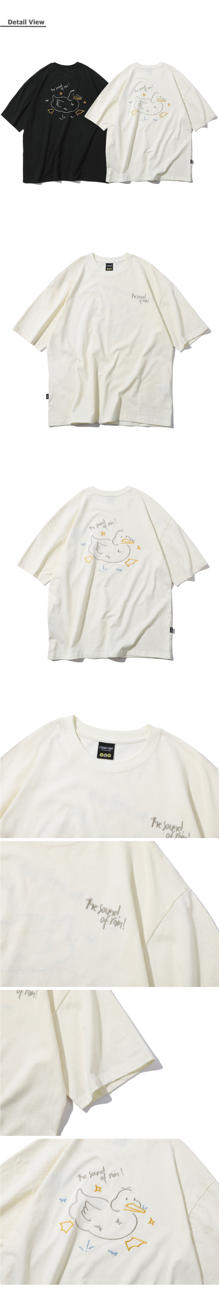 EMBROIDERY SHORT SLEEVE TEE - 2 COLORS CREAM