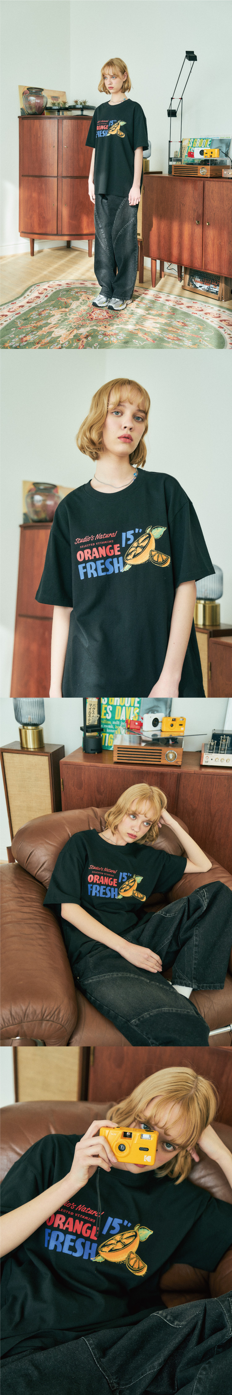 MUSINSA | CPGN STUDIO [#20] Retro Orange Short Sleeve Tee Black
