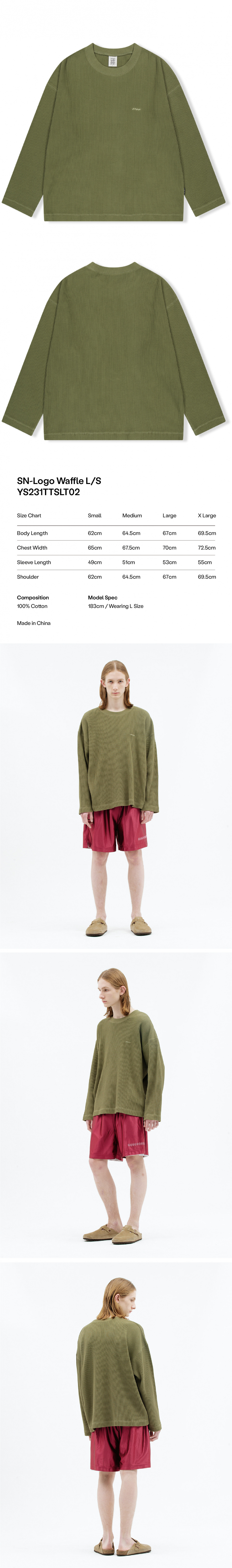 MUSINSA | YESEYESEE SN-Logo Waffle L/S Kale