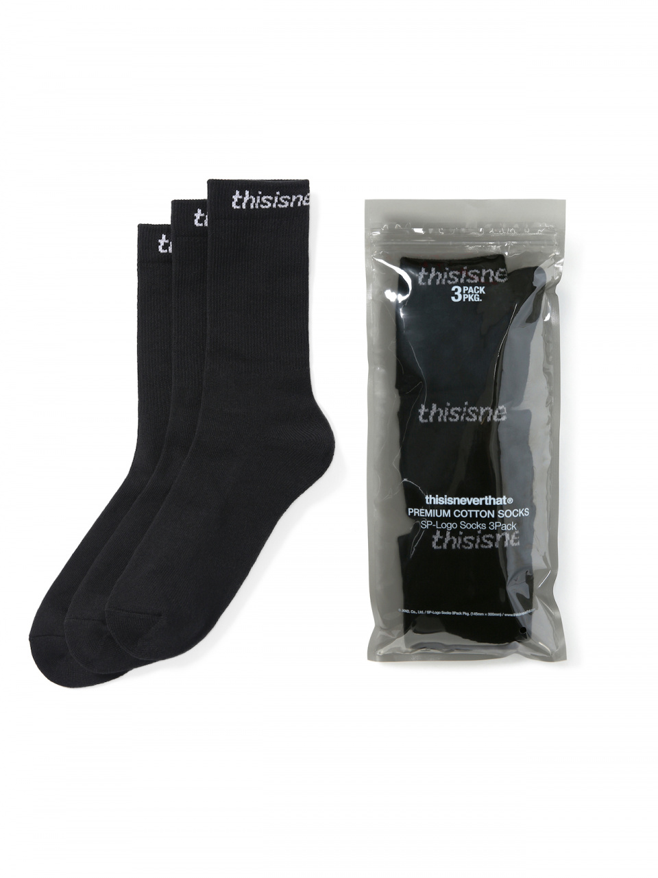 디스이즈네버댓(THISISNEVERTHAT) SP-Logo Socks 3Pack Black