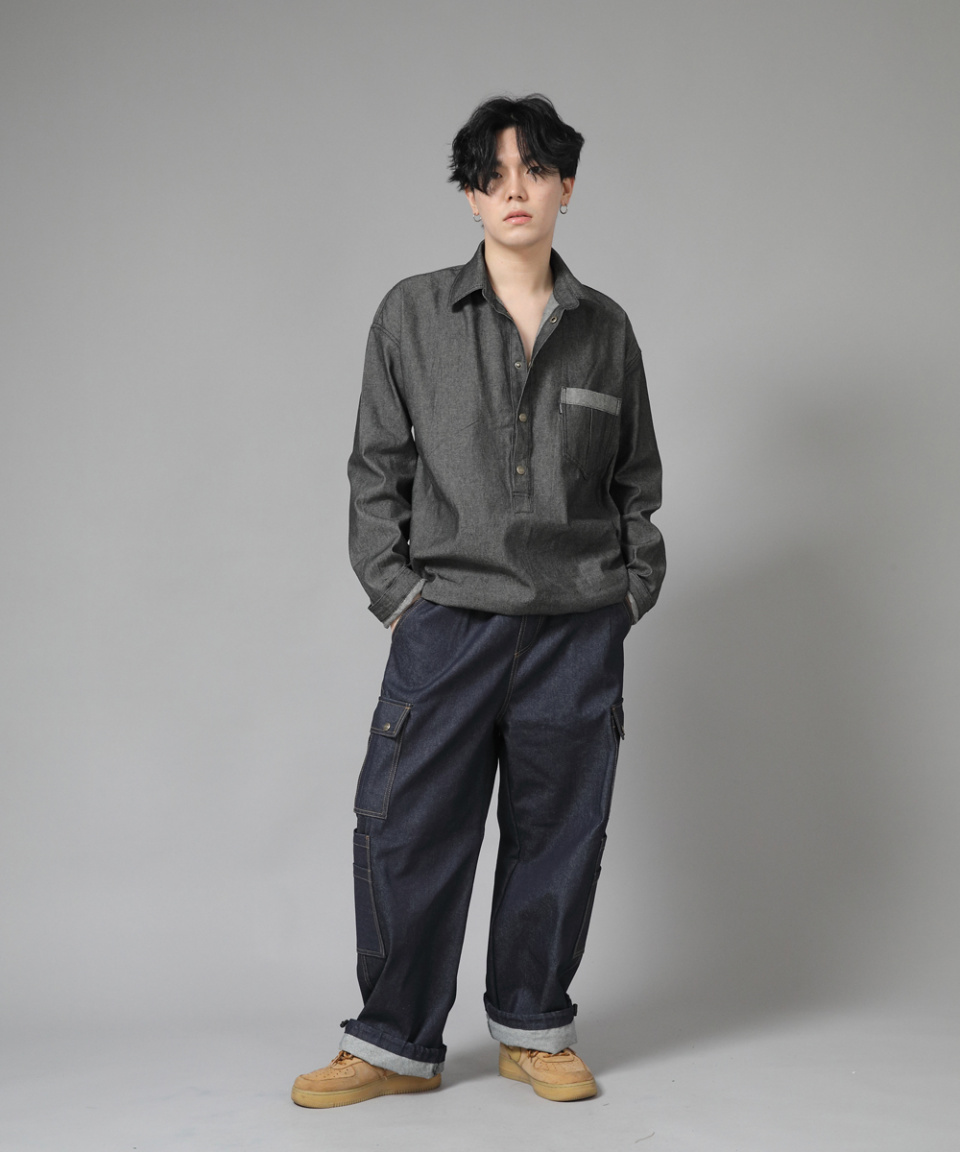 【ANGLAN】Kangaroo Denim Shirt Anorak 0403224-J30J3248631AA-MO-TP-F1