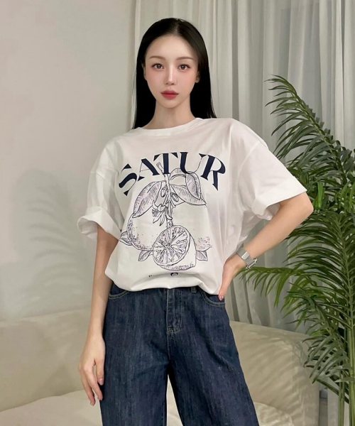 Capri Citron Drawing Summer Graphic T-Shirt Resort Ivory