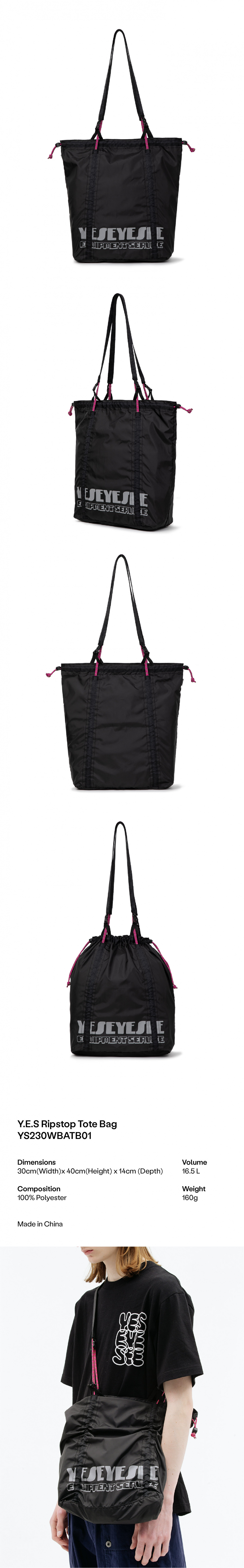 MUSINSA公式 | YESEYESEE YES Ripstop Tote Bag Black