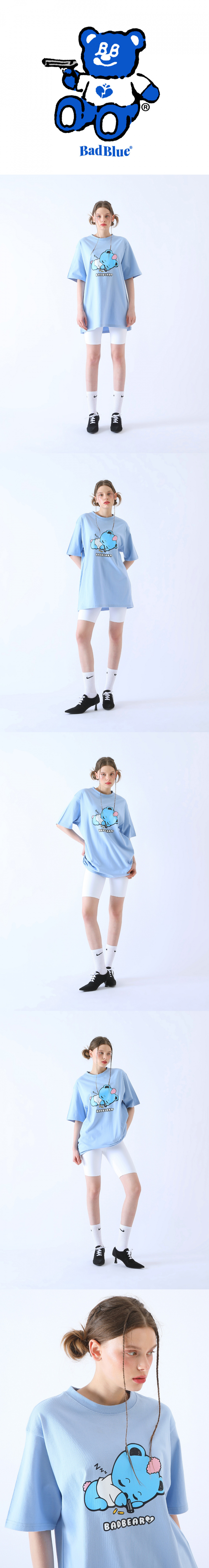 MUSINSA | BADBLUE Baby BadBear oversized T-Shirt Skyblue