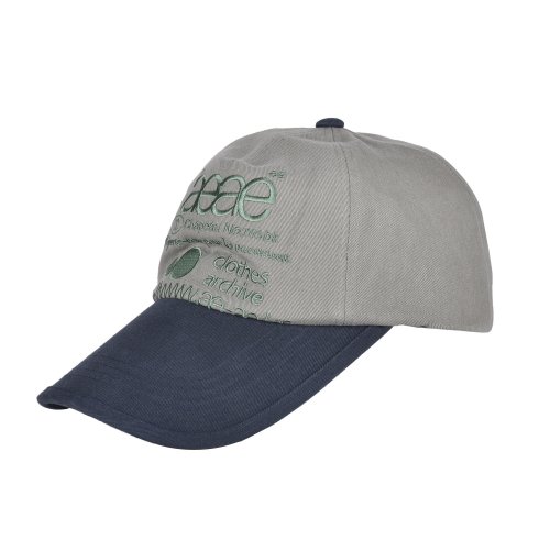 WEB LOGO 5 PANNEL BALL CAP - [GREY/NAVY]