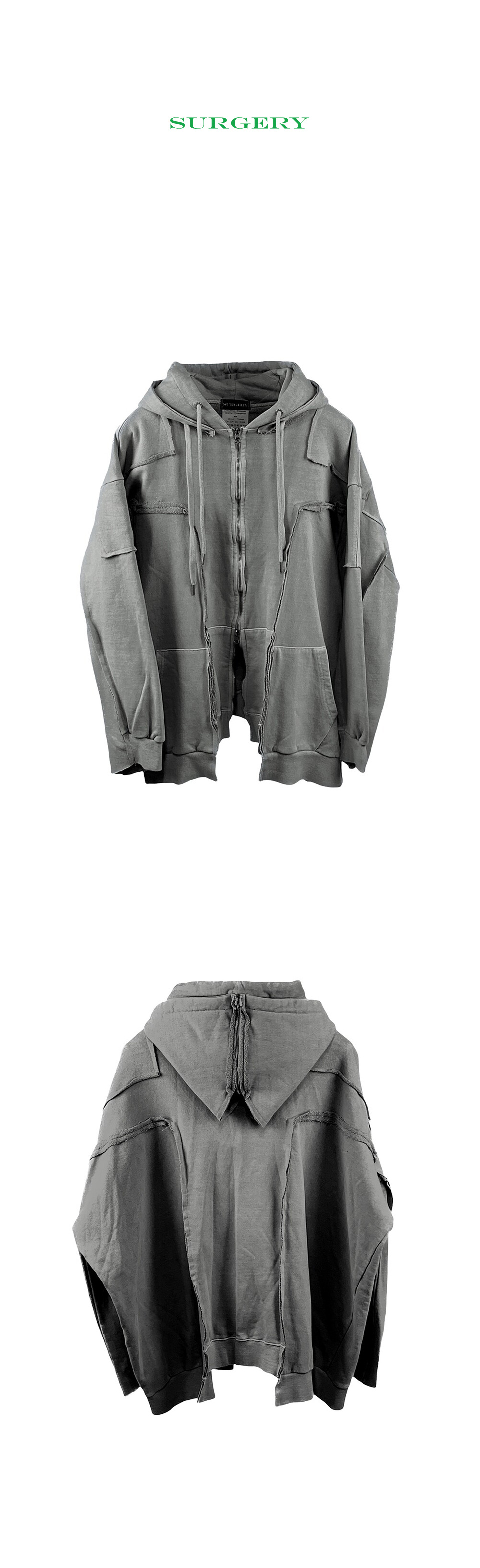 【SURGERY】remake over pigment hood jacket Surgery Remake over pigment hood jacket charcoal – APOC STORE