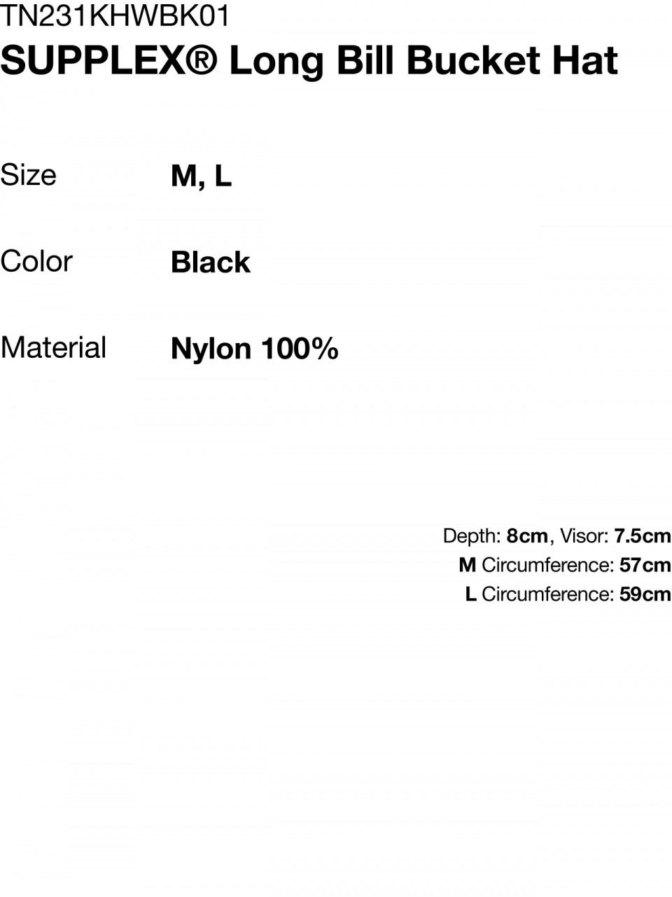 디스이즈네버댓(THISISNEVERTHAT) SUPPLEX® Long Bill Bucket Hat Black