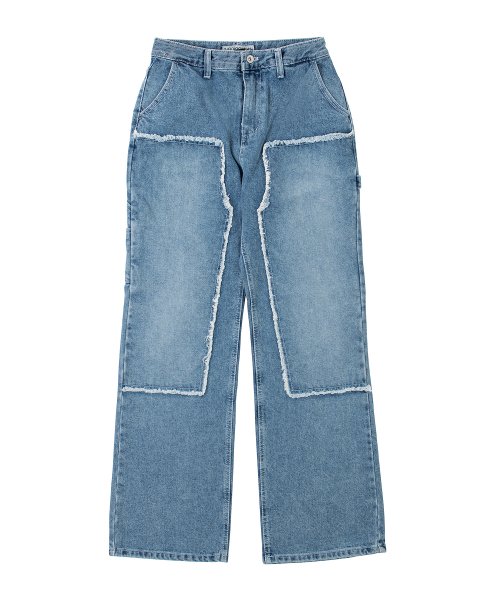 WASHED DENIM CARPENTER PANTS [LIGHT BLUE]