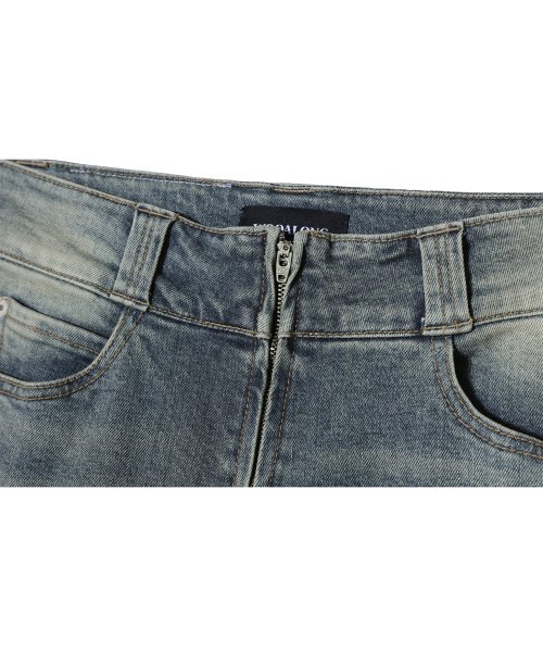 Western washed boots-cut denim pants - BLUE