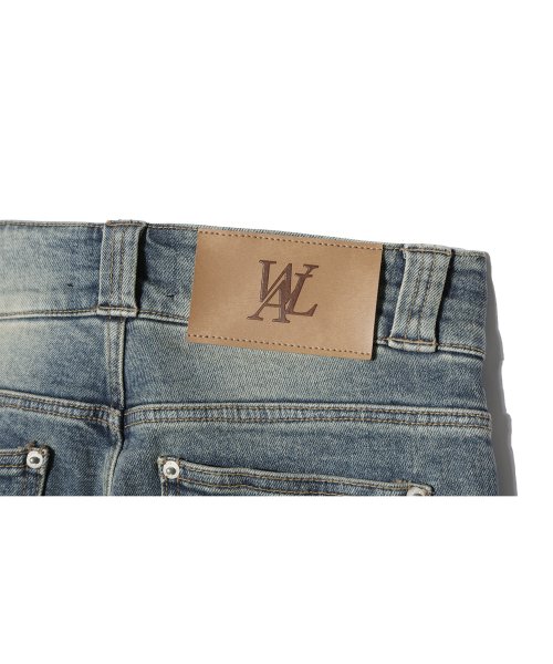 Western washed boots-cut denim pants - BLUE