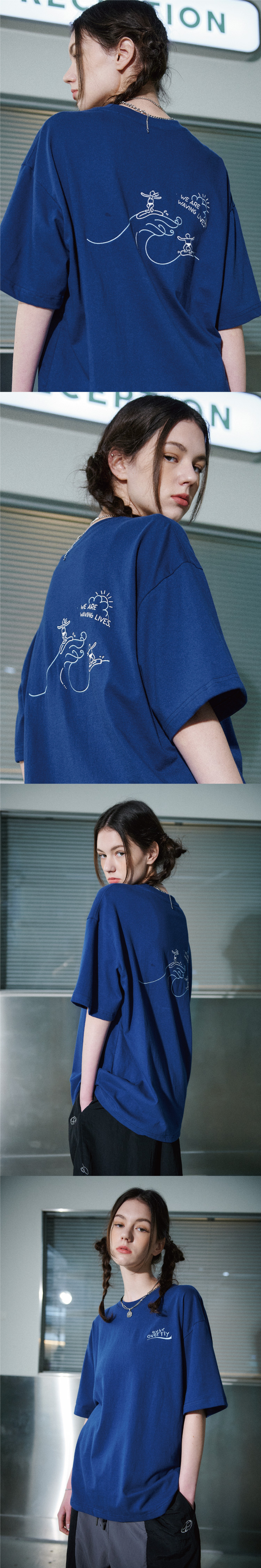 【CPGN STUDIO】Wave Line Embroidery Short Sleeve T-shirt MUSINSA公式 | CPGN STUDIO [16 Number] Wave Line Embroidery