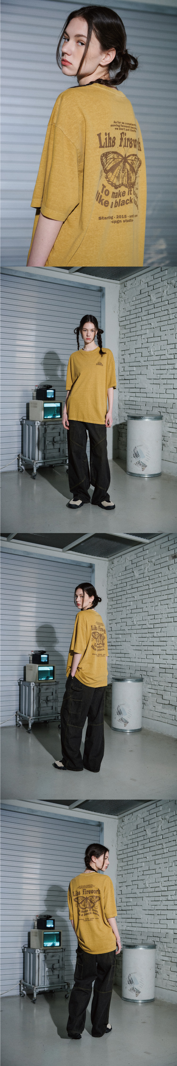 MUSINSA | CPGN STUDIO Butterfly Pigment Short Sleeve Tee Mustard