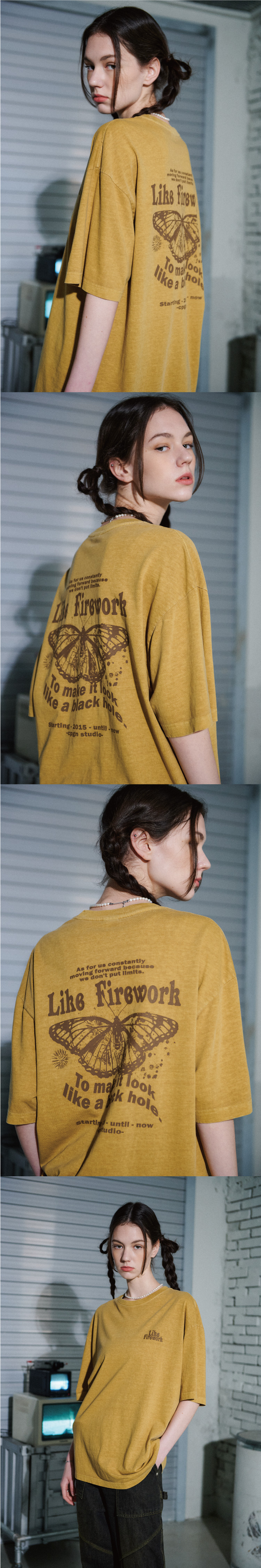 MUSINSA | CPGN STUDIO Butterfly Pigment Short Sleeve Tee Mustard