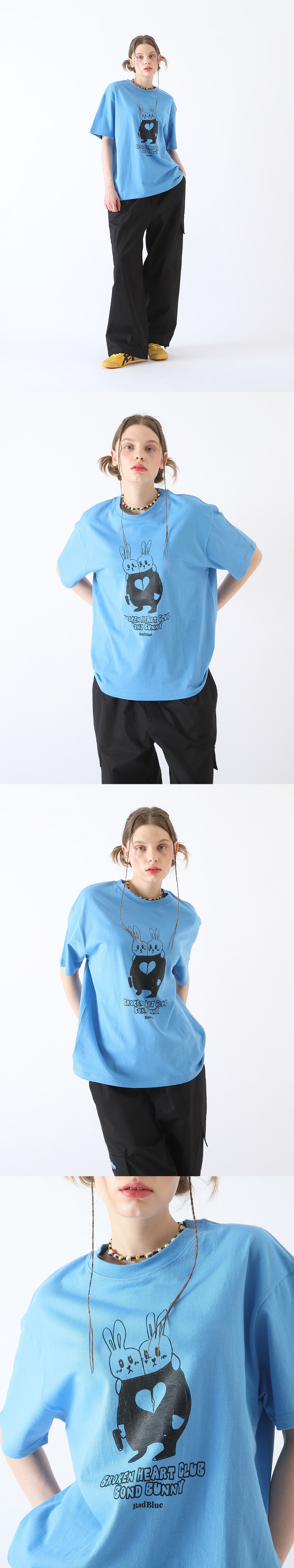 MUSINSA公式 | BADBLUE Bond Bunny T-Shirt Blue