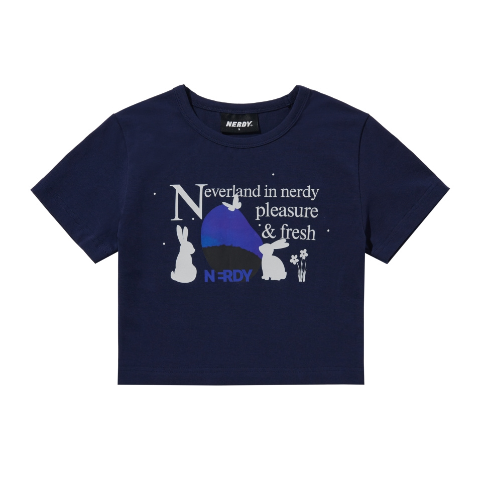 널디(NERDY) 유토피아 크롭 티셔츠 네이비