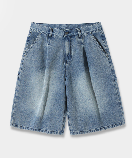 BIO WASHING BERMUDA CARPENDER PANTS_BLUE