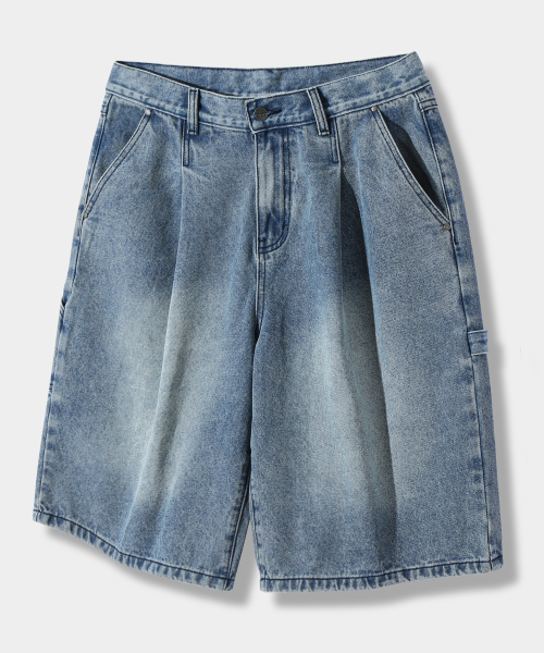 BIO WASHING BERMUDA CARPENDER PANTS_BLUE