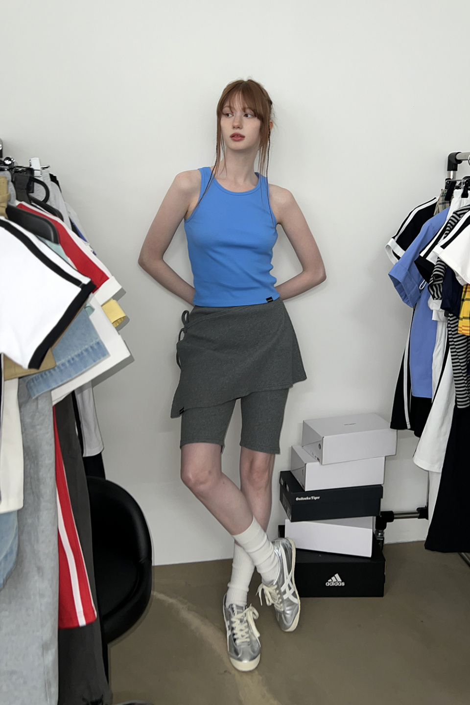 MUSINSA | ZIZEMUSEUM BIKER LAP SKIRT SHORTS (CHACOL)