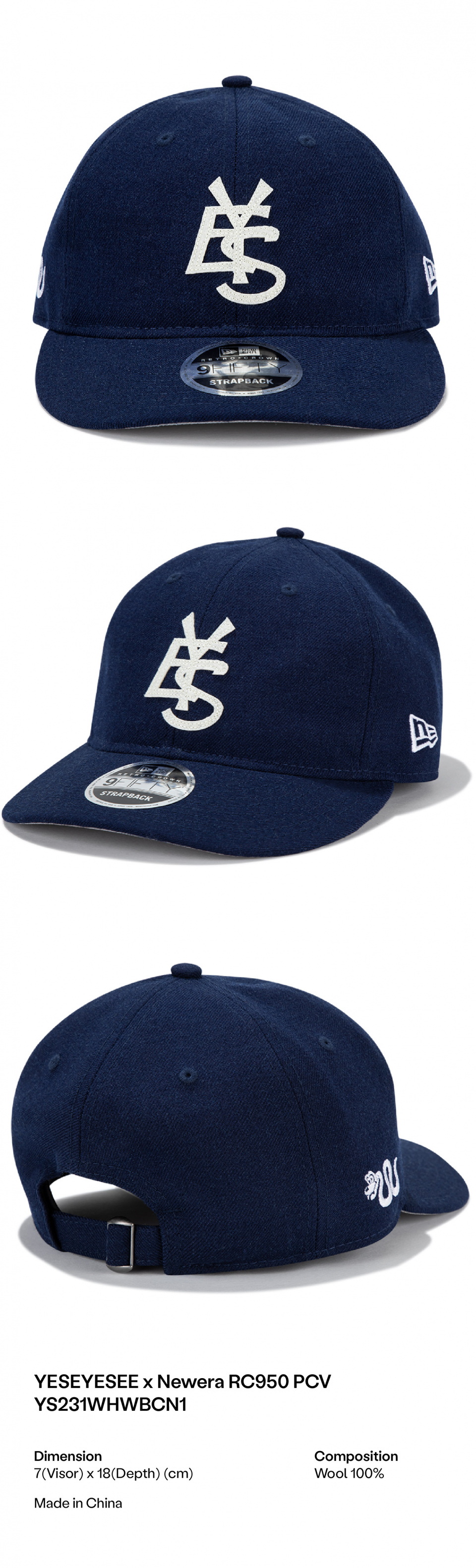 国内配送★YESEYESEE★x Newera RC950 AF Satin キャップ ☆24-25FW新作☆YESEYESEE x Newera☆RC950 AF Satin Y.E.S Logo