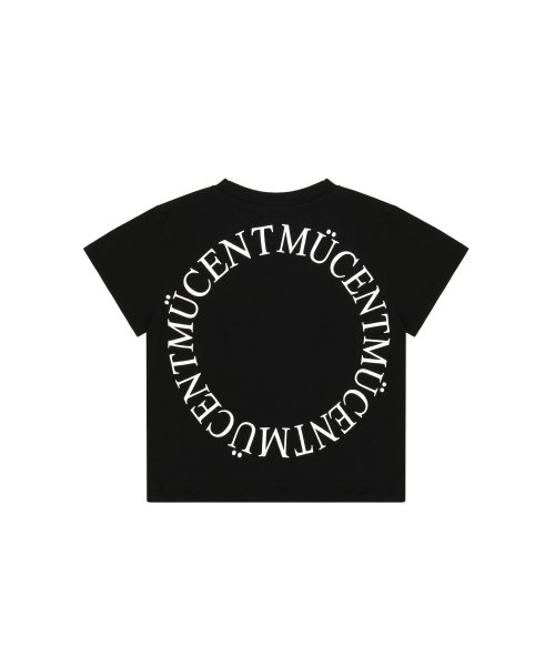 Signature back round arc logo crop half T (Black)