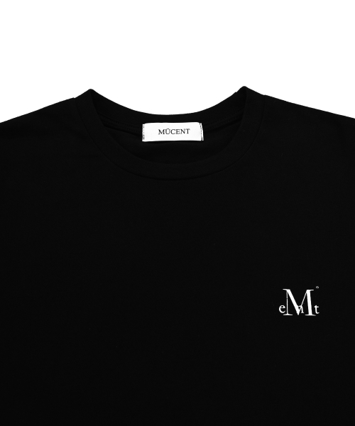 Signature back round arc logo loose fit half T (Black)