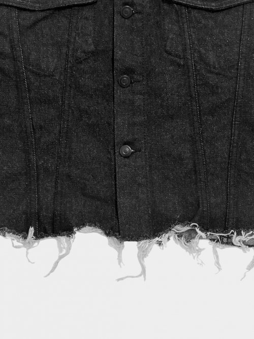 CROP DAMAGE DENIM JACKET