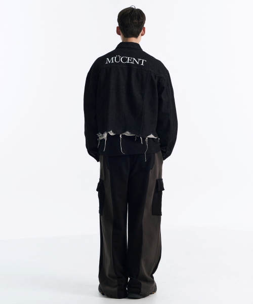 CROP DAMAGE DENIM JACKET