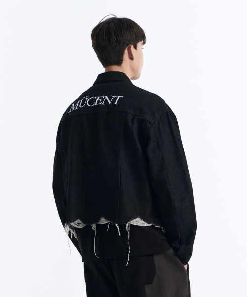 CROP DAMAGE DENIM JACKET