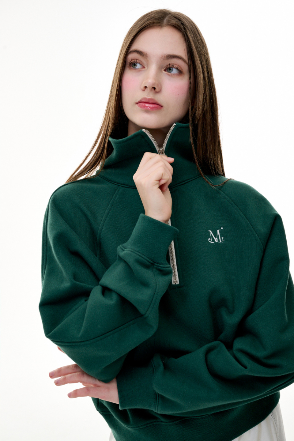 ★MUCENT★ SIGNATURE HALF ZIPUP NECK MTM CROP Woman Olive g MUSINSA | MUCENT SIGNATURE HALF ZIP-UP NECK MTM - CROP Woman