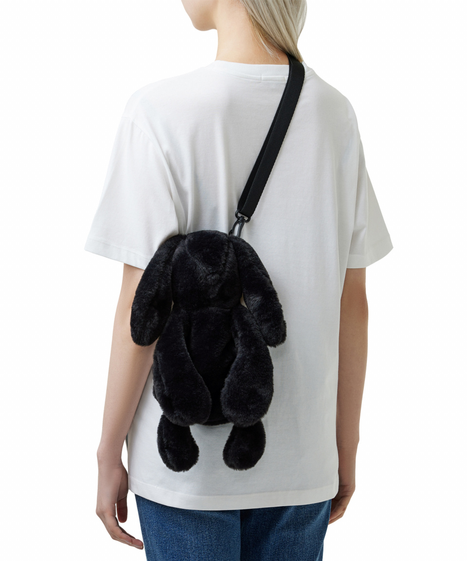 MUSINSA | LAUGHER Rabbit Cross Bag - Black